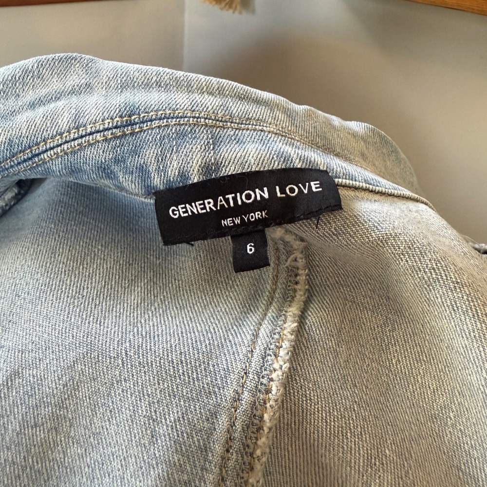 Generation Love New York Light Wash Denim Sleeveless Belted Mini Dress Size 6 - Picture 5 of 8